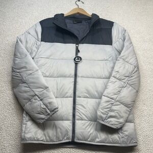 Swiss Tech Mens Puffer Jacket‎ Small Packable Mock Collar Black Gray
